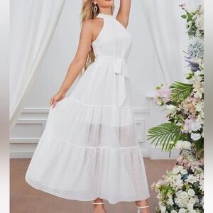 SHEIN White Halter Maxi Dress